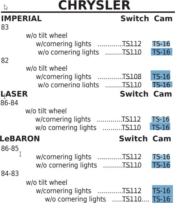 Chrysler без наклона подходит для многих 1970-84 новый поворотник ремонт кулачок TS16 (см. описание) - Изображение 3 из 4