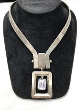 Vintage 925 Sterling Silver TR-28 Mexico BOLD Stunning Crystal Necklace 14