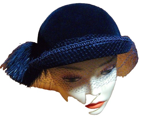 Vintage Codette Originals Black Straw Cloche Hat Bowler  display picture 2