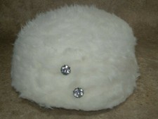 Vintage Fuzzy Fleece  White Hat Cross Between Peach Basket  Pillbox Hat