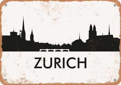 METAL SIGN - Zurich Skyline - Vintage Look | eBay