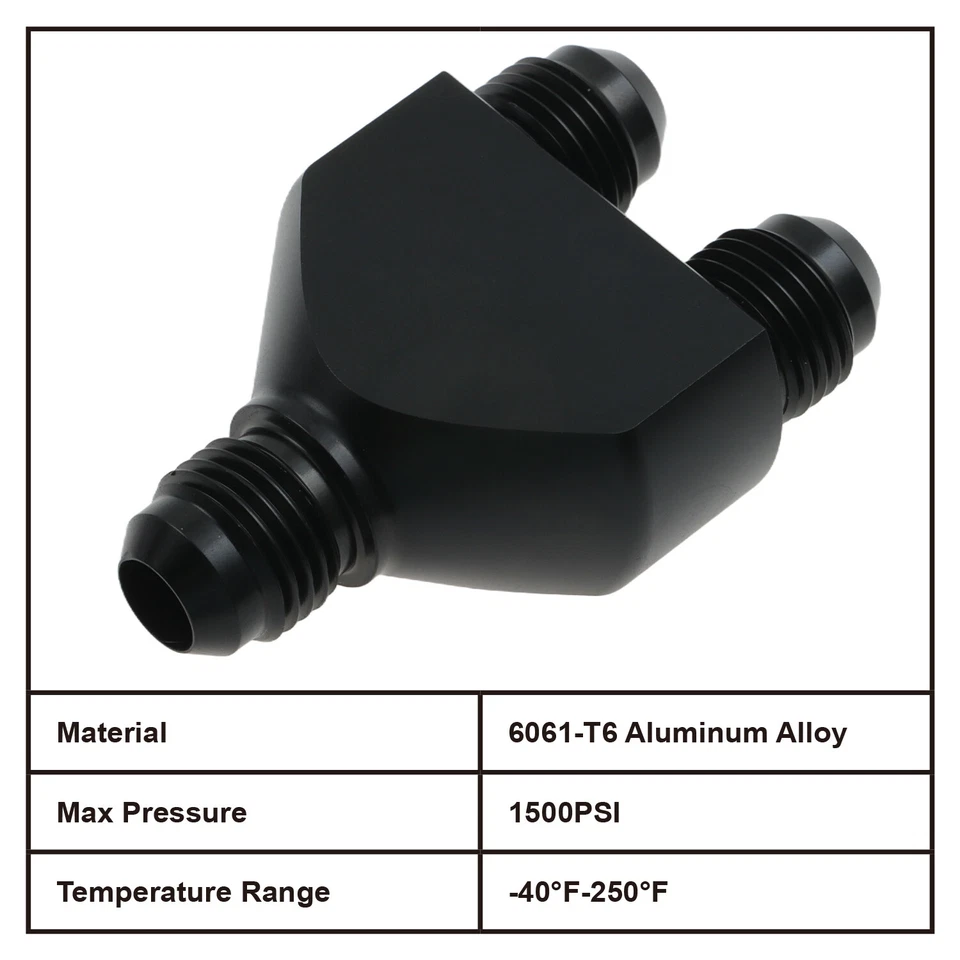 Acessórios adaptadores Y de alumínio - 6 AN para-6 AN X 2 saída paralela-6AN para duplo 6AN - Imagem 3 de 4