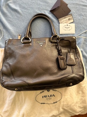 Designer: Prada Handtasche Shopping Leder ~dunkl. silbergrau