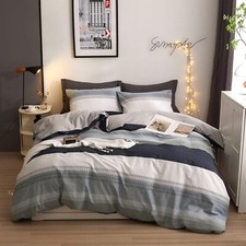 Striped Geometric Duvet Cover Cotton Aesthetic Bedding Set