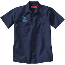 Dodgers LA Custom Mechanic Blue Logo WORK SHIRT w Embroidered Patch baseball
