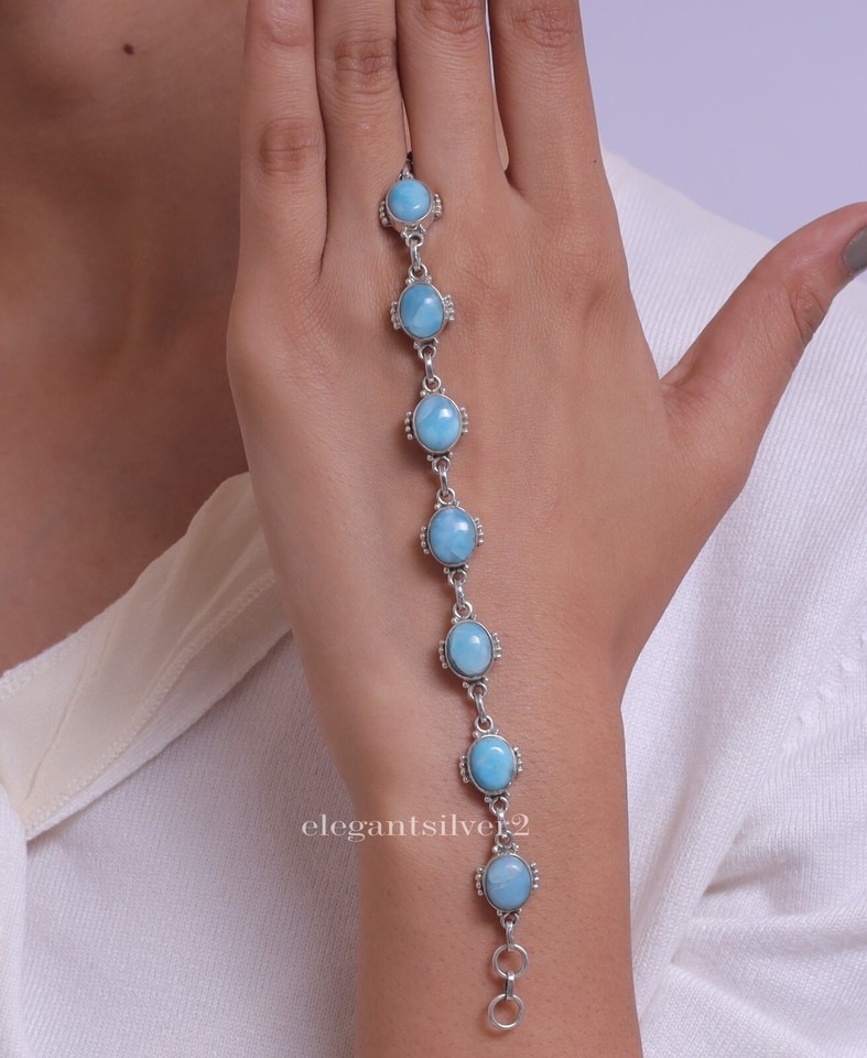 Larimar Bracelet925Sterling SilverGemstone BraceletNatural Gemstone