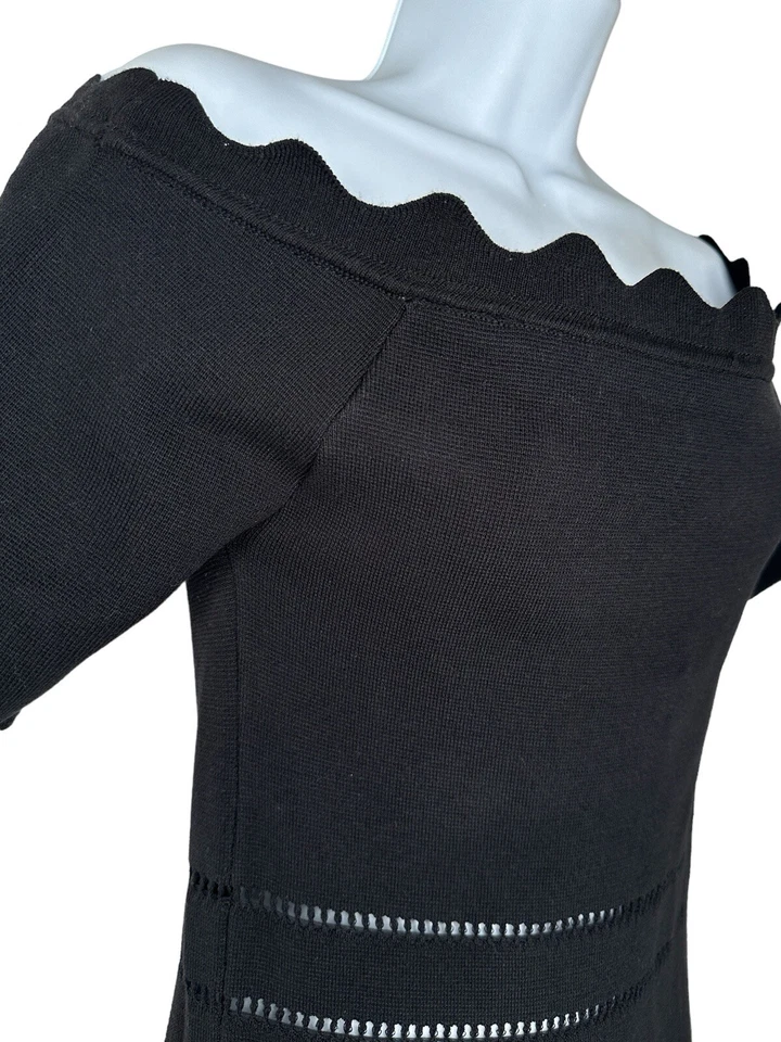 NEW Love Tree Mini Black Off The Shoulder Scalloped Bodycon M Medium NWT L - Imagem 3 de 4