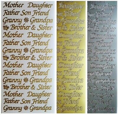 Family Mother Daughter Father Son PEEL OFF STICKERS Gran Sister Brother Grandpa
