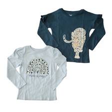 Member's Mark Girls 2 Pack Long SleeveGraphic Tee-Cheetah-Small 6/6X -NWT