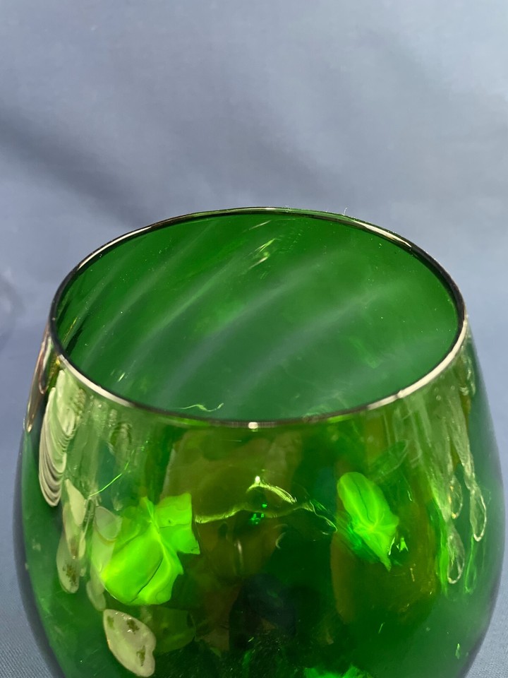 vintage MidCentury Modern green glass brandy snifter vase c.196070s
