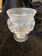 LALIQUE St. Cloud crystal frosted vase acanthus leaf signed France 4 3/4" high
