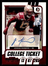 2021 Panini Contenders Draft Picks #325 Joshua Kaindoh Red Seminoles