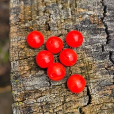 Vintage Tangerine Pressed Glass Beads- 10 mm Round Glossy Mid Century Old German