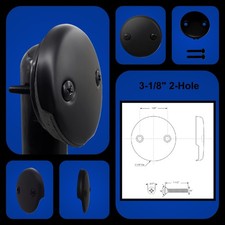 New Westbrass 3-1/8" Two-Hole Bathtub Overflow Face Plate and Screw Matte Black