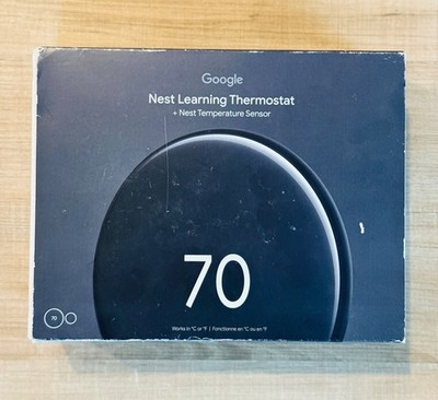 Google Nest Learning Thermostat 4th Gen w/ Sensor Polished Obsidian Brand New