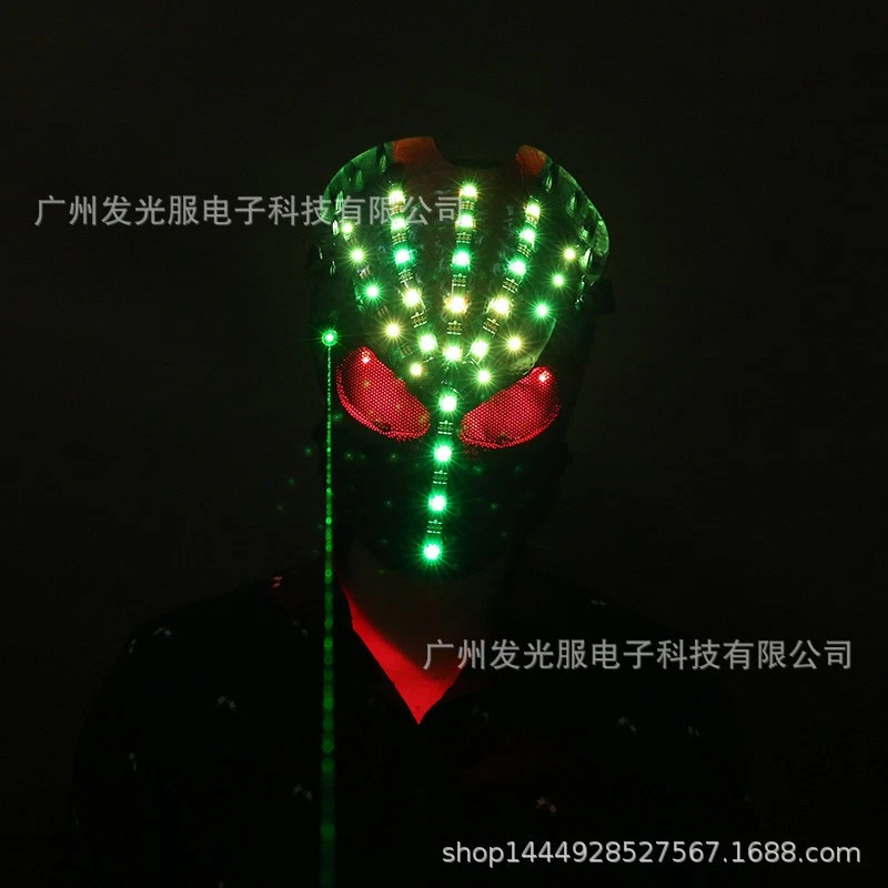RGB Luminous Skeleton Helmet Full Face Laser Mask Halloween Cosplay Props Party  - Image 2 of 4