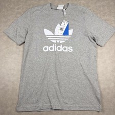 Adidas Mens Trefoil Graphic Logo Short Sleeve Crewneck Cotton T-Shirt Gray S