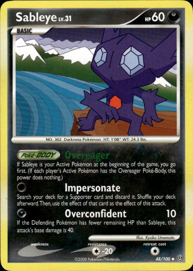Sableye Uncommon Stormfront 48/100 Darkness Pokemon Card