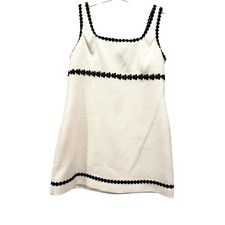 Karl Lagerfeld Paris White Tweed Dress Black Trim Graduation bachelorette sz 14