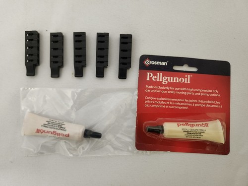 Crosman 5 Shot Clips for 760 781  lot of 5  and 2 tubes of Pellgunoil