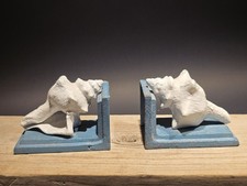 Antique Style Pair of Cast Iron Conch Shell Bookends Old Paint