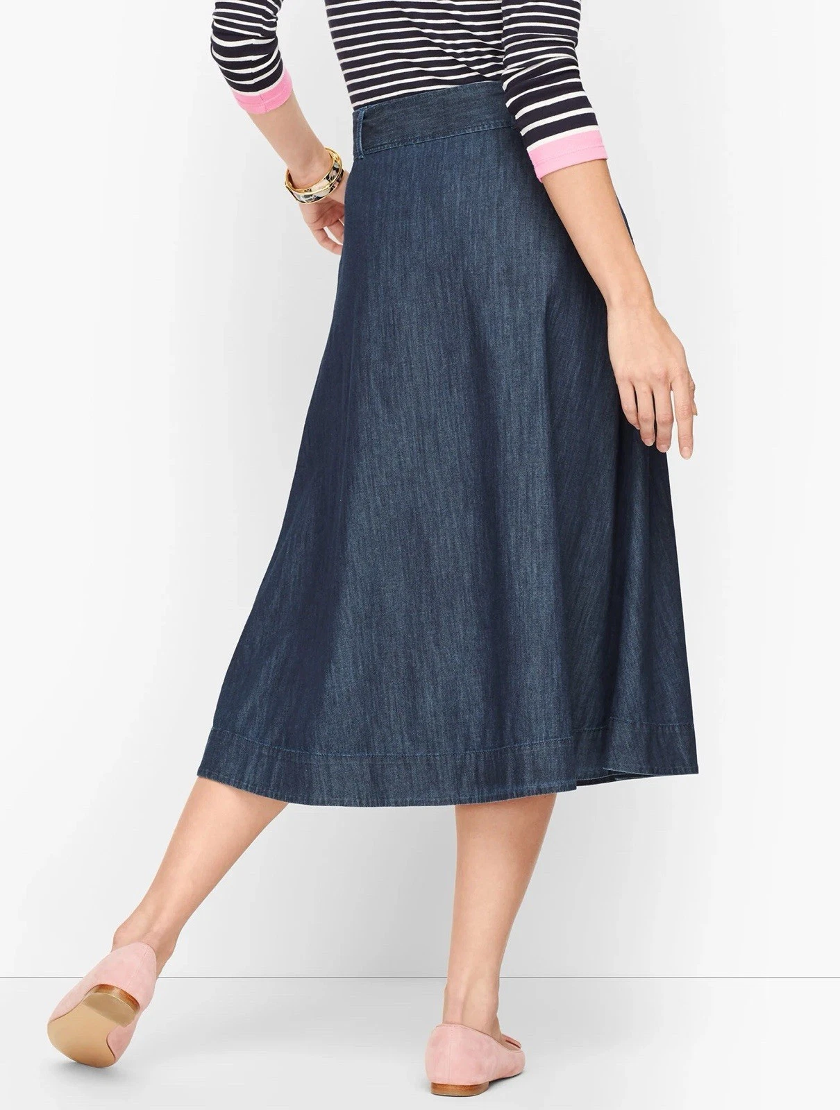 NWT Talbots Indigo Blue Linen Skirt 16W