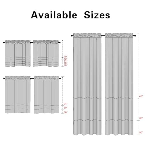 Terracotta Sheer Tiers Curtains Set Semi Light Filtering Rod Pocket Short - Picture 6 of 6