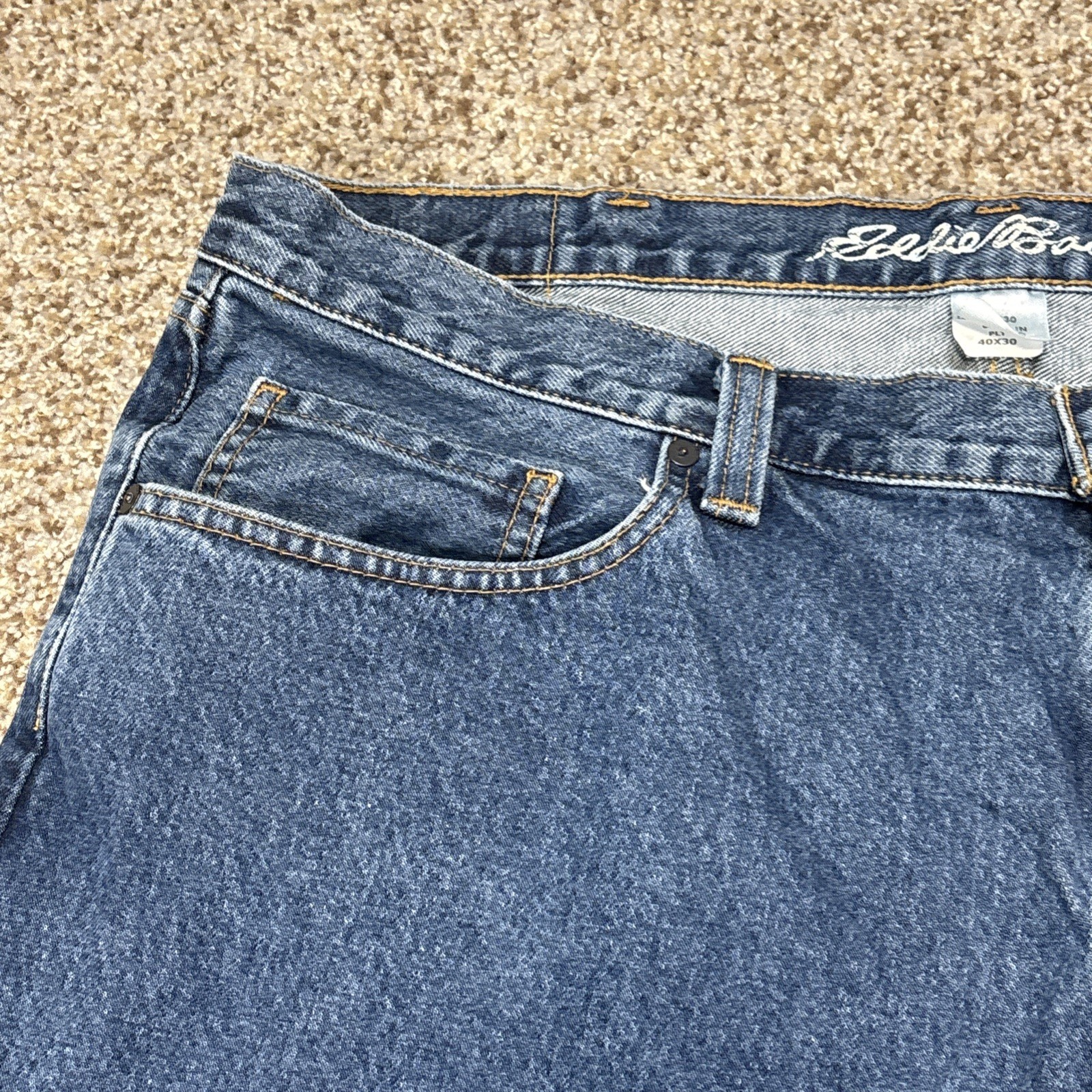 Eddie Bauer Jeans Men 40x30 Blue Denim Relaxed Fit Straight (40x29) - View 3