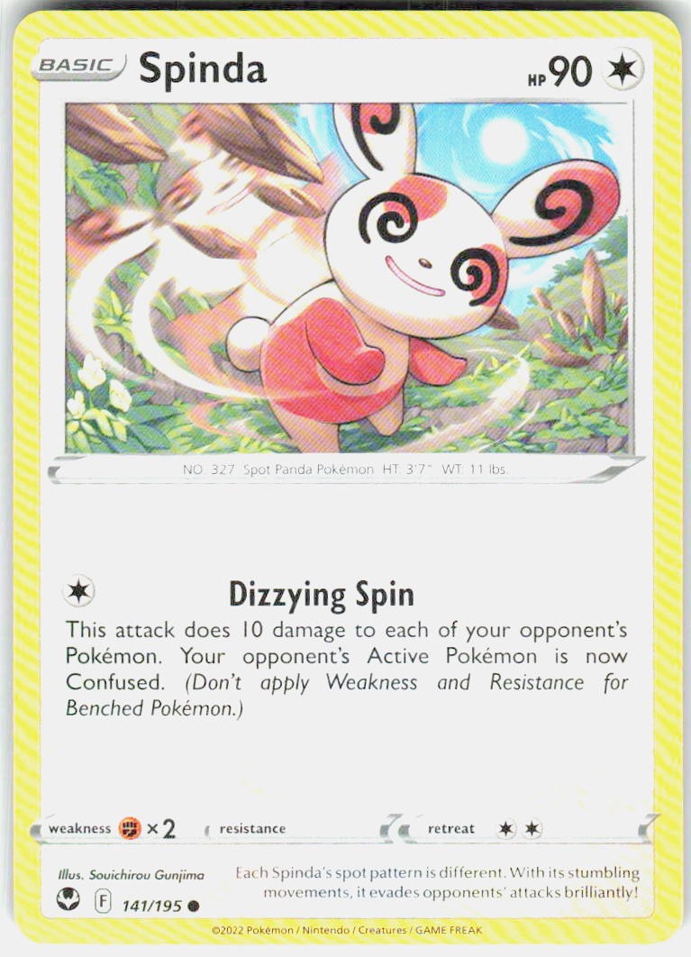 Spinda 141/195 Common Silver Tempest Pokemon Lightly Played