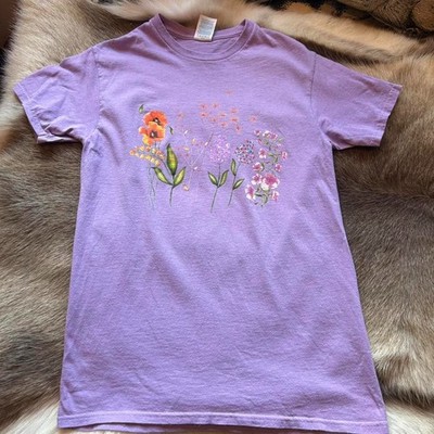 Vintage Lavender Floral Graphic T-Shirt Women s Floral Botanical Print Pastel 