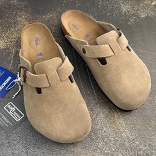 Birkenstock Boston Taupe Suede Leather Soft Footbed Clogs Women's shoes 36-45