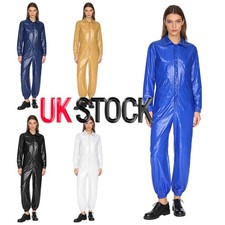 UK Women Zipper Front One Piece Rain Gear Oil-Resistant Coveralls Work Jumpsuit
