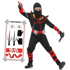 Kids Ninja Costume Set Halloween Ninja Cosplay Costumes with Kids-S-4/5T Black