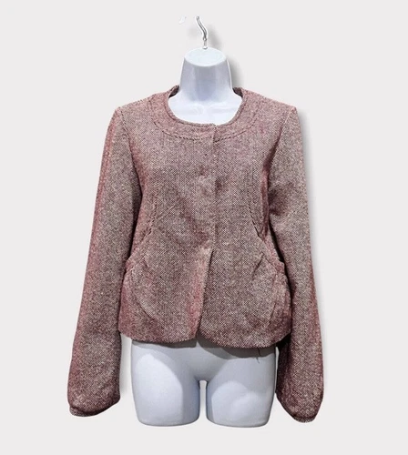 VETEMENTS Giacca blazer lana tulle Anthropologie cappotto donna tweed medio rosa foderato snap