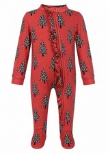 Posh Peanut Newborn Bamboo sleeper Zippy Zipper Footie Ruffles Red One Piece