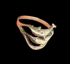Sterling Silver Dolphin Ring Two Dolphins Wrap Design Size 6.5