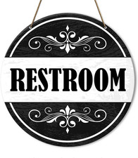Restroom Sign Decor, Restroom Door Decoration Toilet Bath Bathroom Guest Powder