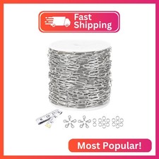 16Ft Stainless Steel Paperclip Chain for Jewelry Making, 4.5mm Width Silver Pape