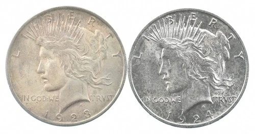 1923 & 1924 & Peace Silver Dollar $1 Bullion Collection Lot *950