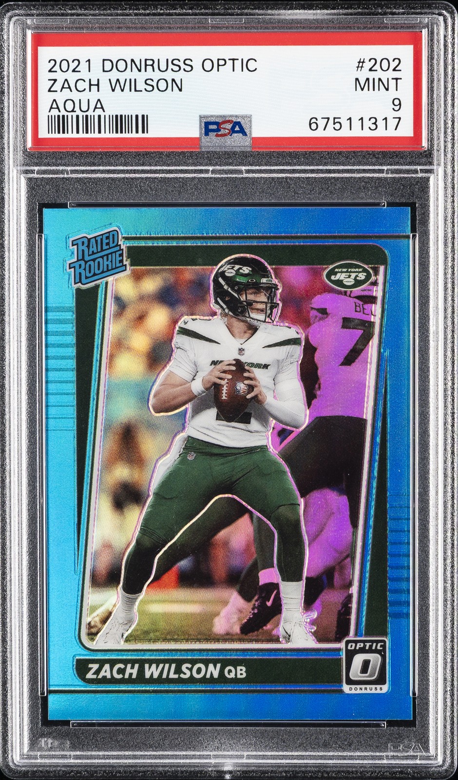 2021 PANINI DONRUSS OPTIC AQUA #202 ZACH WILSON 233/299 PSA 9