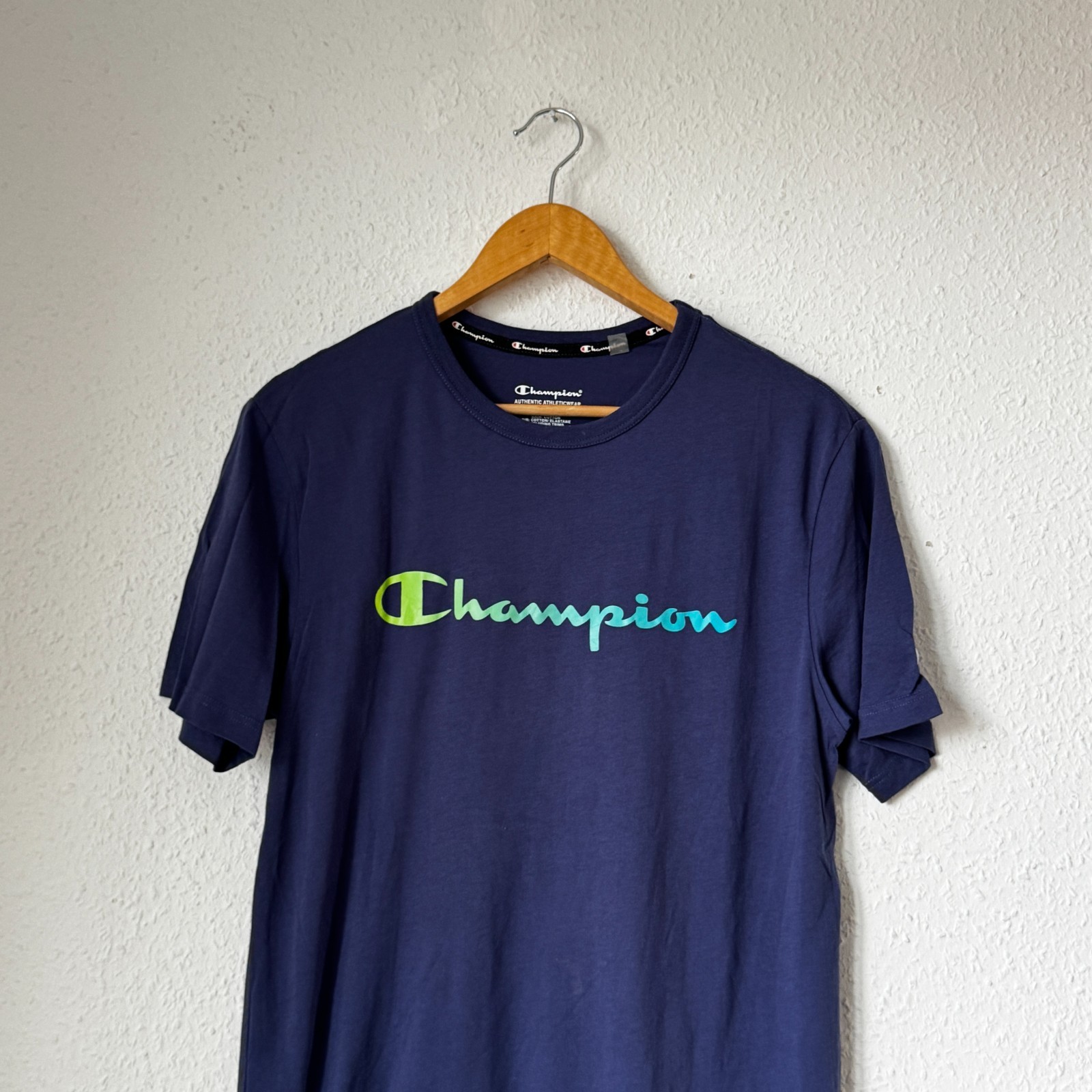 Champion Men's Script Logo Graphic T-Shirt - Navy Blue (Size S) image 3