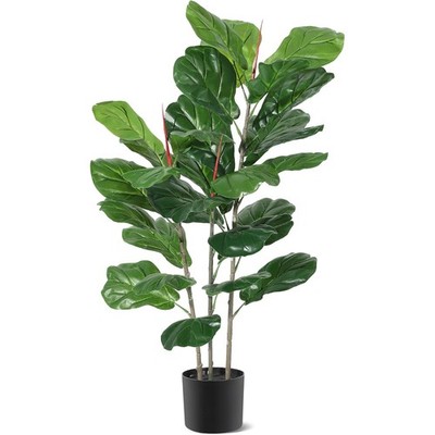 Lifelike 39'' Fiddle Leaf Fig Tree, Realistic Fake Plant in Pot for Home Decor