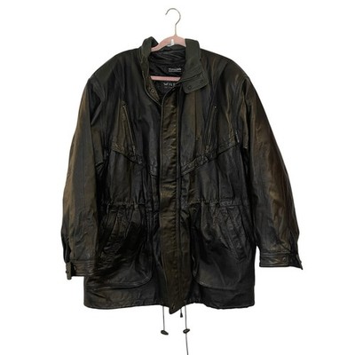 Vintage Wilsons Leather Jacket Men M Black Thinsulate 80s 90s Drawstring Waist