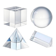 Optical Crystal Photography Prism Set - 4 Pack with 50mm Crystal Ball, Cube,