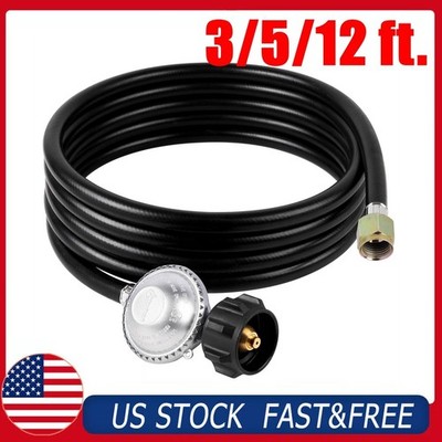 2/5/12FT Propane Gas Pit Grill Hose and Regulator for LP BBQ Grill, 3/8'' Female