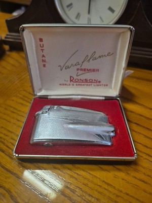 Vintage RONSON VARAFLAME Butane Lighter, Made in USA, With Original Box