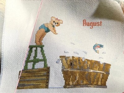 Ein Jahr Teddies! August Bär Sommer Vintage Kreuzstich Design Tabelle