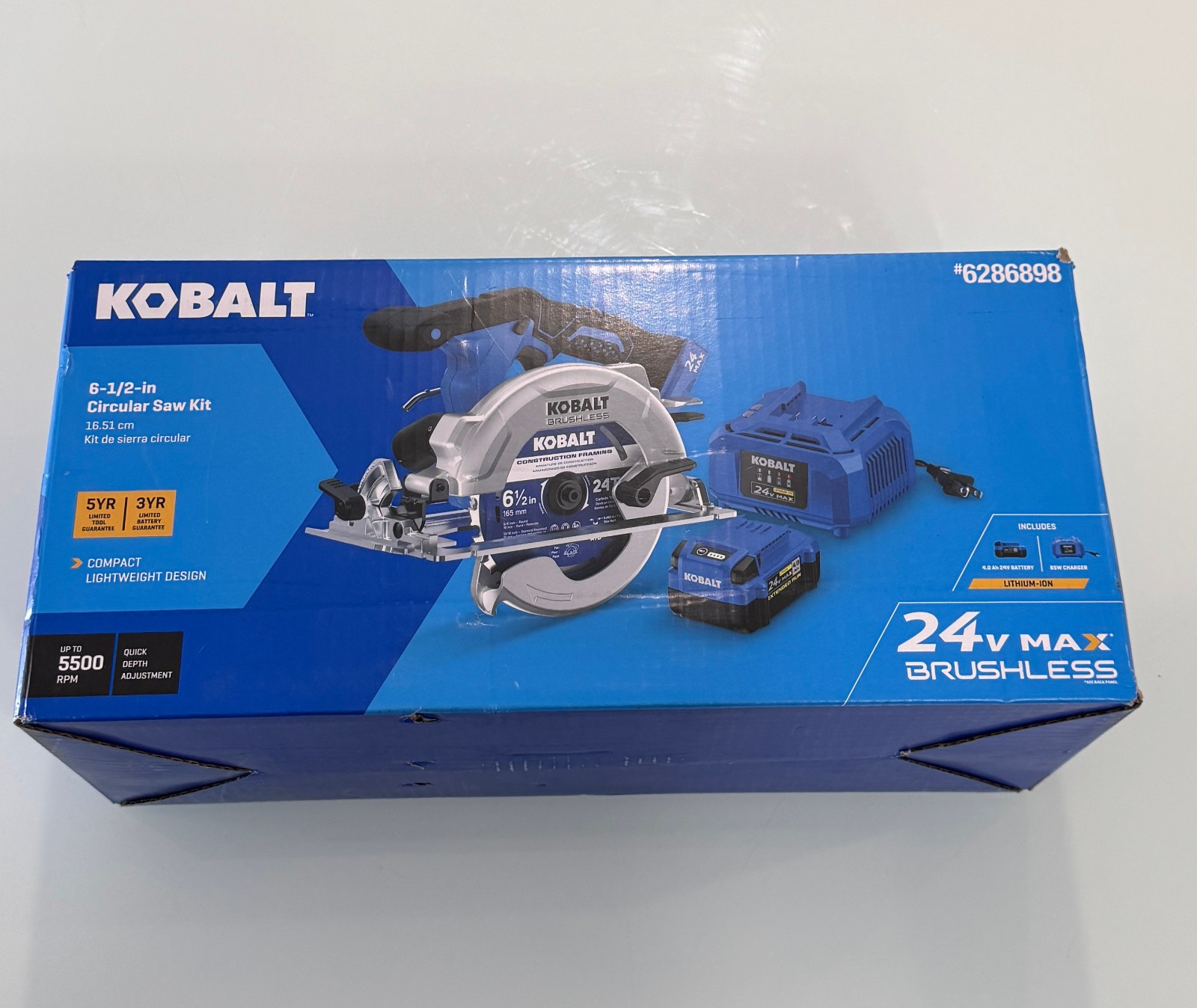 Kobalt 24V Brushless 6-1/2" Circular Saw Kit (w/ Battery & C