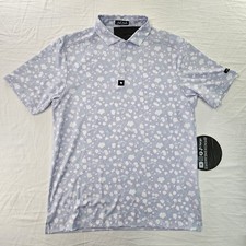 Bad Birdie Core Polo Baby Lush Floral Purple Golf Shirt Men's Size Large