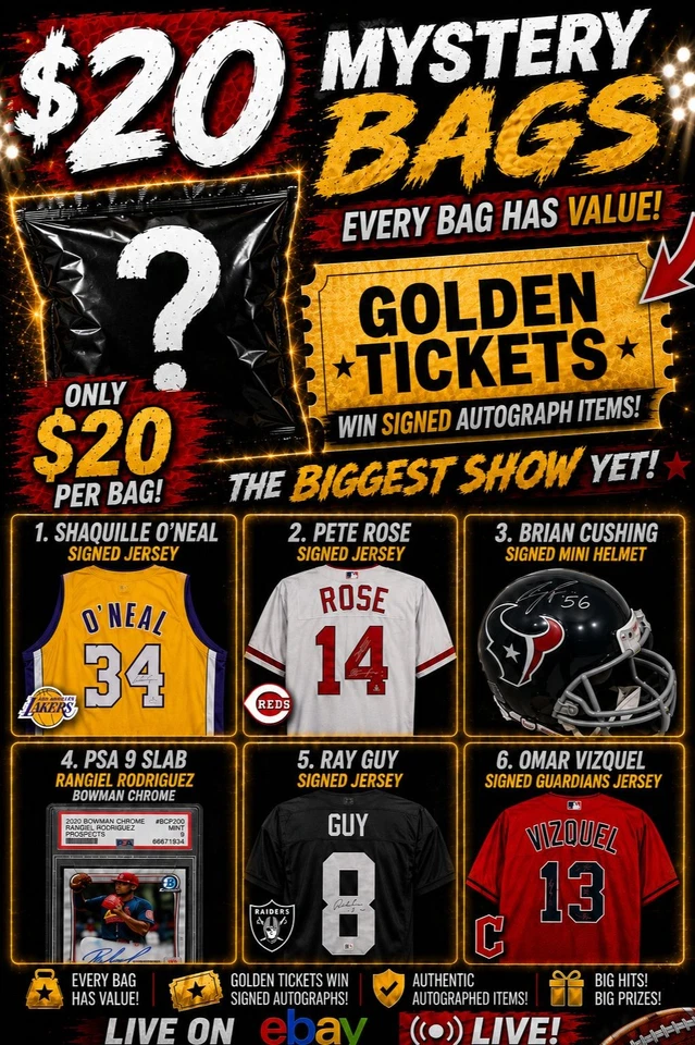 💥🎫$20 Biggest Mystery's Yet!!! Golden Tickets - Shaq SIGNED JERSEY!!🎫💥